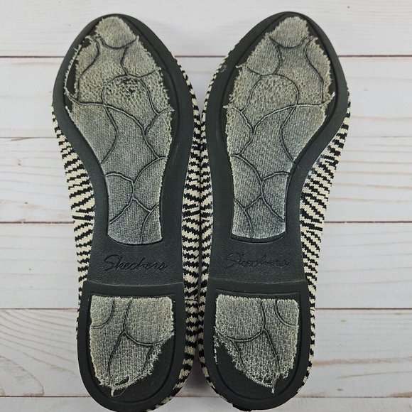 Skechers Cleo Knitty Kitty Size 8‎ Black Beige Memory Foam Stretch Flats Shoes - Picture 9 of 9